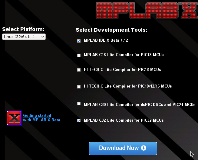 MPLAB-X download options